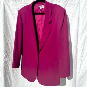 100% Merino Wool Plum Purple Over Sized Blazer with Front Pockets